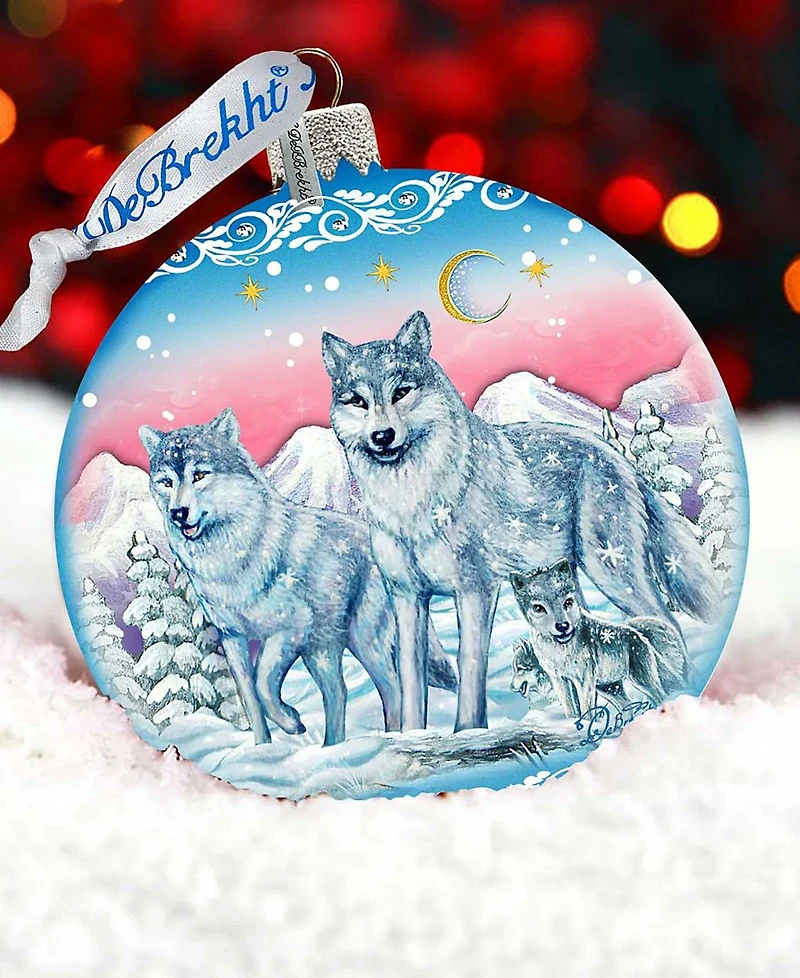 G.DeBrekht Limited Edition Oversized Guardian of Spirituality Wolves Glass Ball Ornament