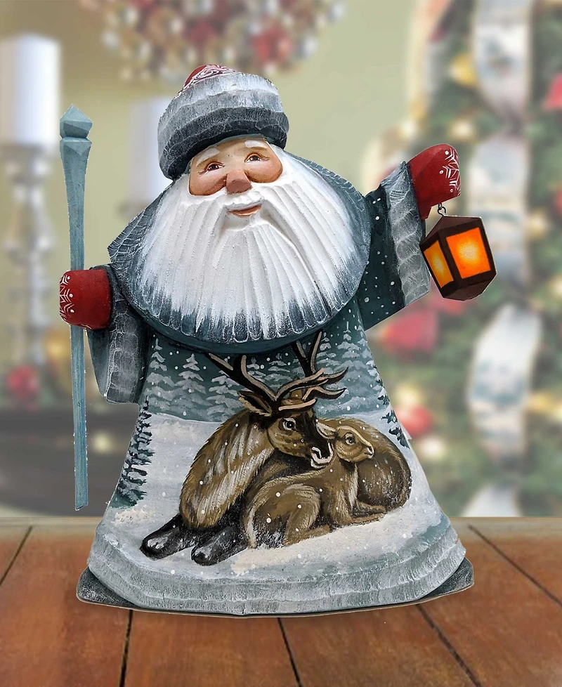 G.DeBrekht Woodcarved and Hand Painted Santa Moose Father Frost Santa Figurine