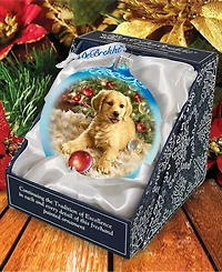 G.DeBrekht Christmas Puppy Glass Ornament by Dona Gelsinger