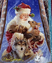 G.DeBrekht Woodcarved Hand Painted Santa Little Friends Figurine