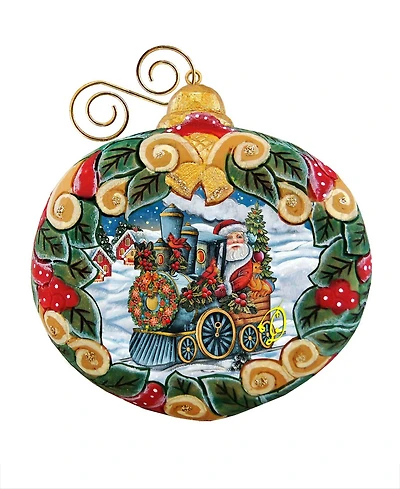 G.DeBrekht Santa Express Wreath Sculpted Hand, Painted Christmas Ornament