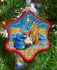 G.DeBrekht Holy Family Snowflake Limited Edition Scenic Hand Painted Glass Ornament