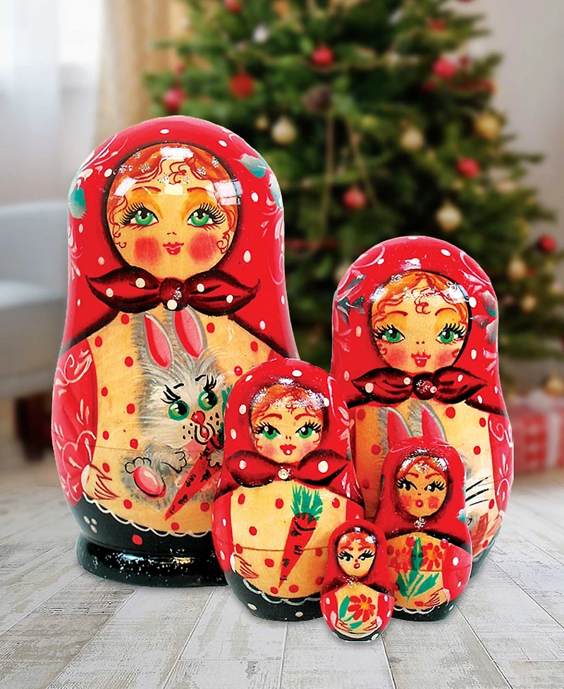 G.DeBrekht 5 Piece Bunny Russian Matryoshka Nested Doll Set