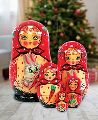 G.DeBrekht 5 Piece Bunny Russian Matryoshka Nested Doll Set