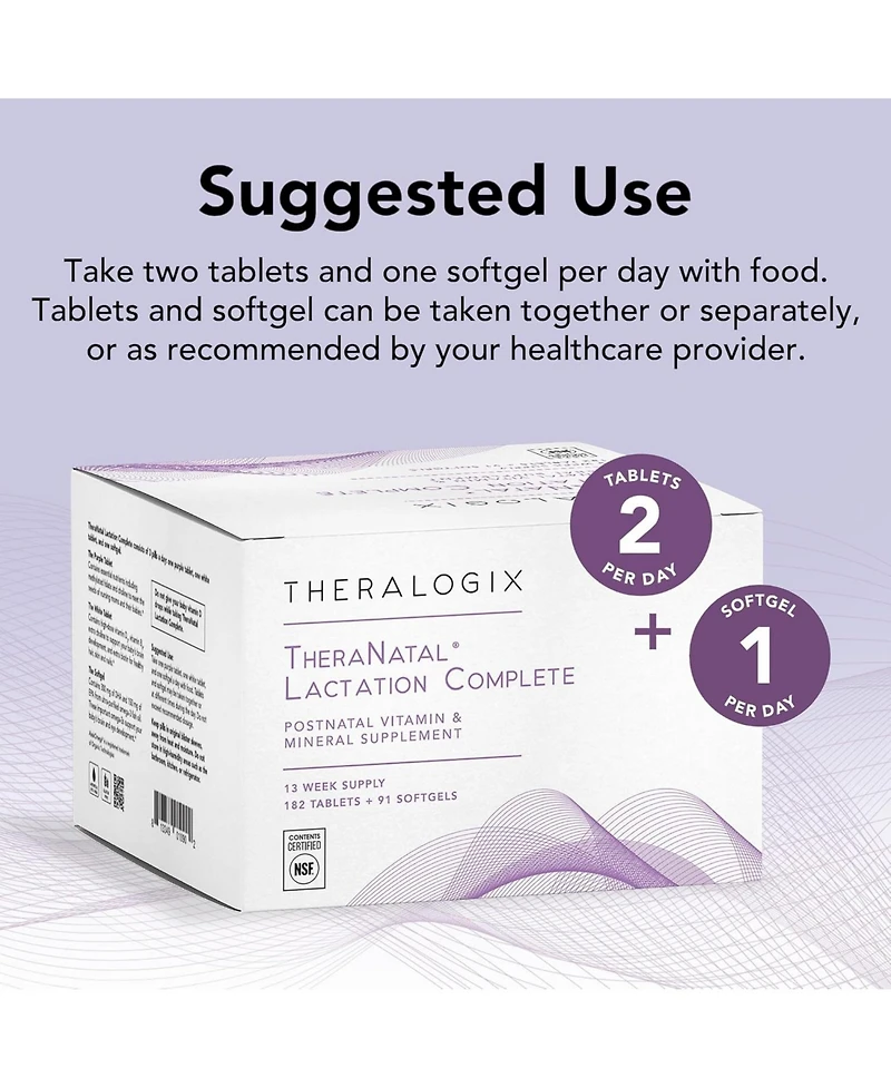 Theralogix TheraNatal Lactation Complete Postnatal Supplement - 13-Week Supply -Breastfeeding Supplement -Swap Infant Vitamin D drops