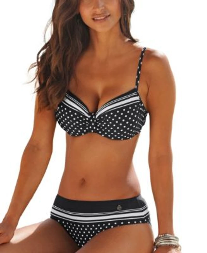Dotted Bikini Top Solid Bottom
