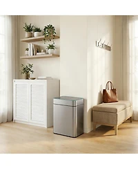 Mega Casa 50L / 13 Gallon Stainless Steel Automatic Trash Can with Silent Close Lid and Stay-Open Feature