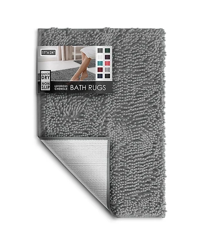 Hearth & Harbor Ultra-Soft Quick-Dry Chenille Bath Rug - Non-Slip Pvc Backing