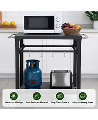 Flynama 2-Tier Outdoor Grill Cart with Locking Wheels and Tool Hooks