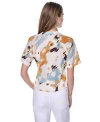 Dkny Women's Printed Short-Sleeve Sweater
