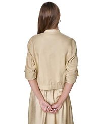 Dkny Women's Roll Tab Linen Bomber Jacket