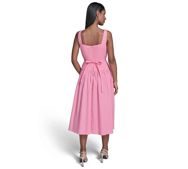 Karl Lagerfeld Paris Women's 3D Floral Drop Waist A-Line Midi Dress