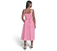 Karl Lagerfeld Paris Women's 3D Floral Drop Waist A-Line Midi Dress