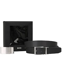 Hugo Boss Men's Silver-Tone Hardware Leather Belt