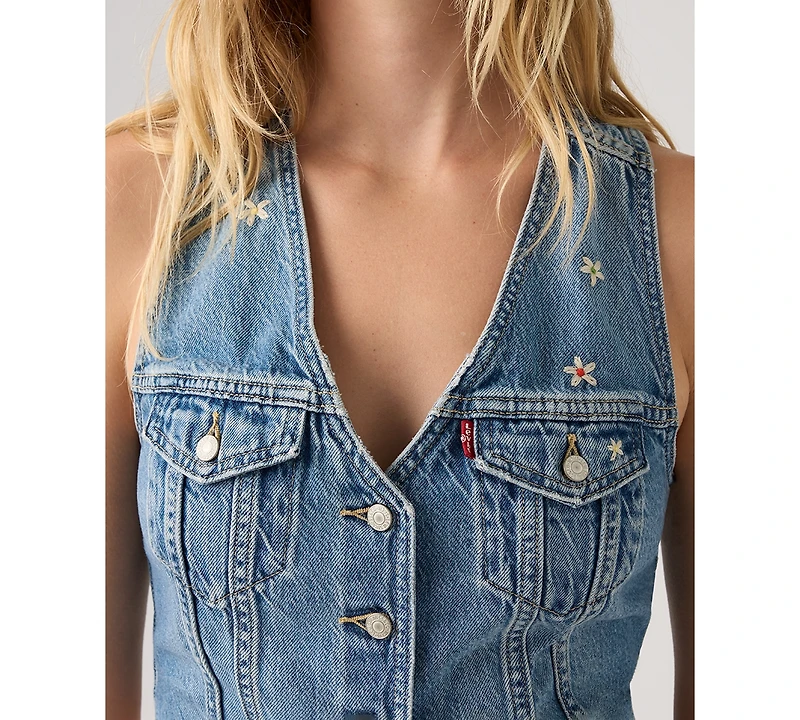 Levi's Women's Embroidered Mainline V-Neck Cotton Racer Vest