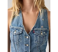 Levi's Women's Embroidered Mainline V-Neck Cotton Racer Vest