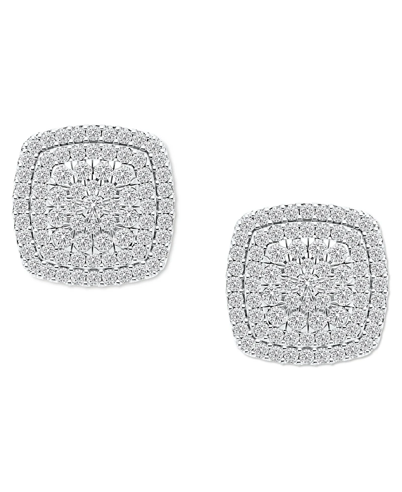 Diamond Square Cluster Stud Earrings (1/2 ct. t.w.) in Sterling Silver