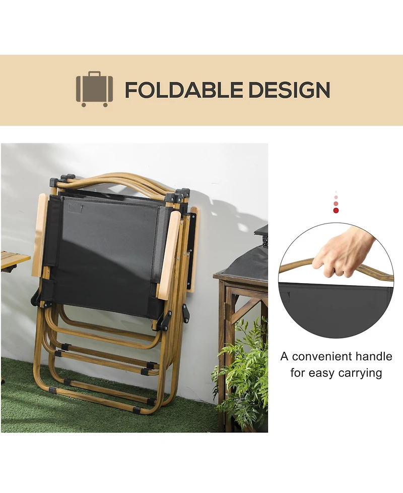 Outsunny Set of 2 Folding Camping Chair, Portable Armchairs