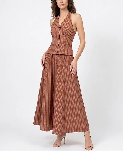 Taylor Women's Striped Drop Waist V-Neck Dress