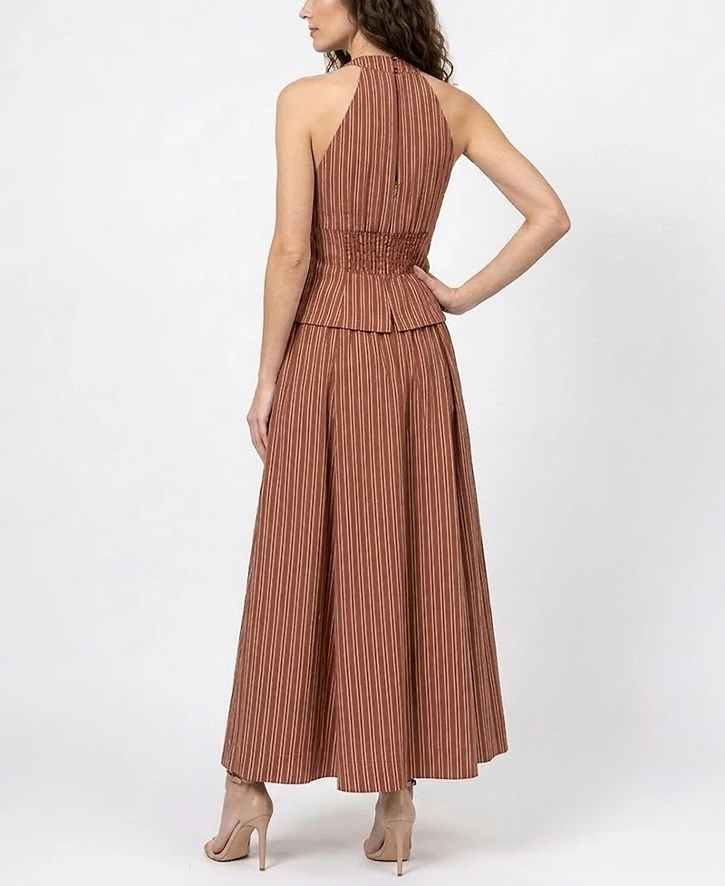 Taylor Women's Striped Drop Waist V-Neck Dress