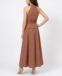 Taylor Women's Striped Drop Waist V-Neck Dress