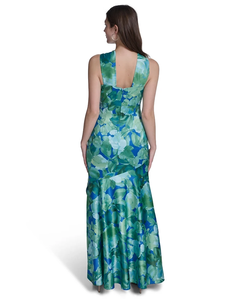 Eliza J Women's Printed Twist Halter Neck Gown