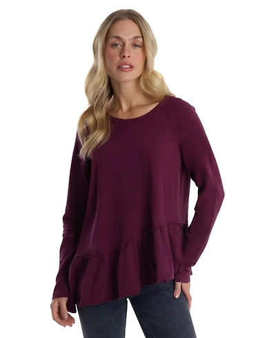 Wilt Clothing Women's Raglan Long Sleeve Asymmetric Peplum