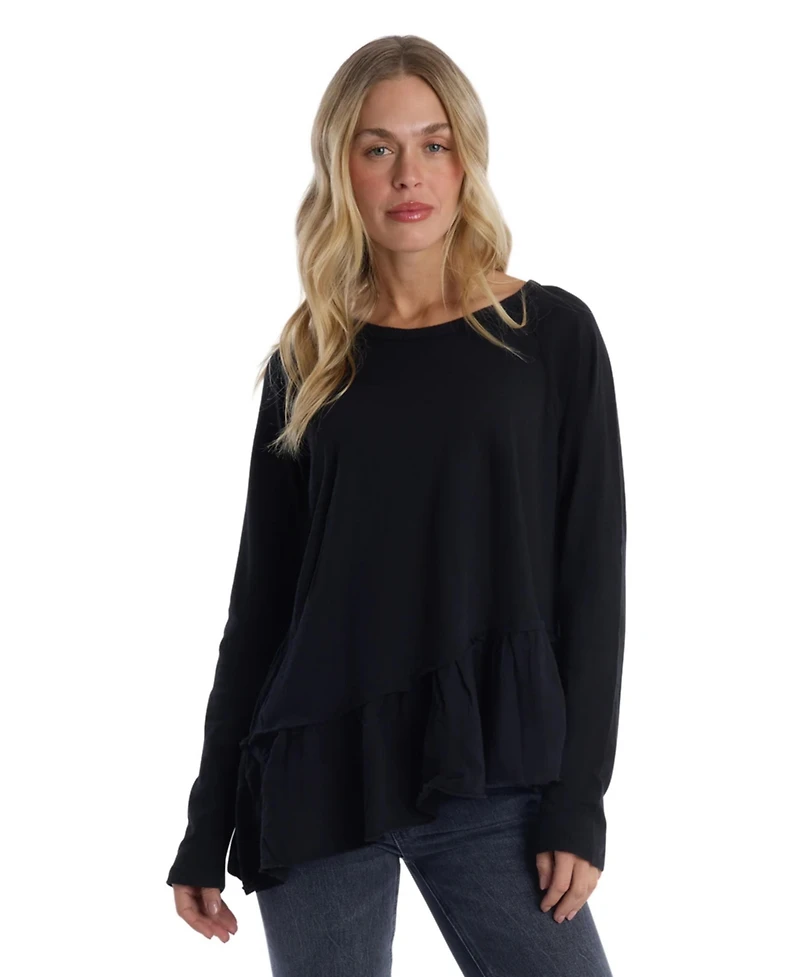 Wilt Clothing Women's Raglan Long Sleeve Asymmetric Peplum