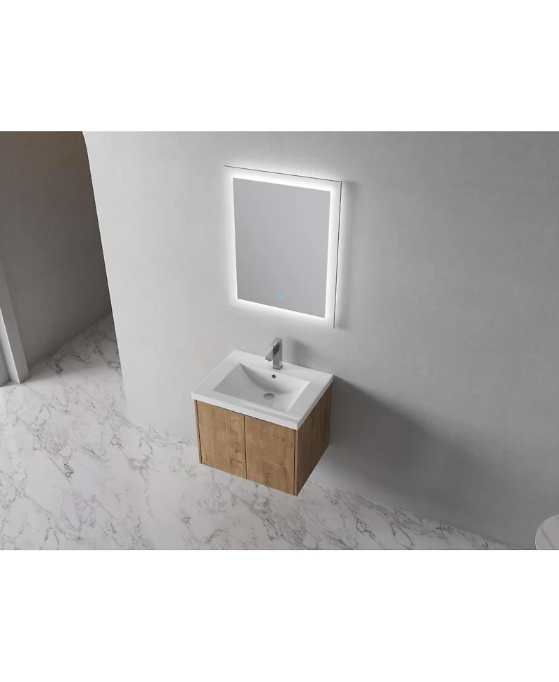 Sillysis Floating Bathroom Vanity with Resin Sink, Modern Plywood Cabinet