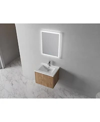 Sillysis Floating Bathroom Vanity with Resin Sink, Modern Plywood Cabinet