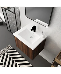 Sillysis Floating Bathroom Vanity with Resin Sink, Modern Plywood Cabinet