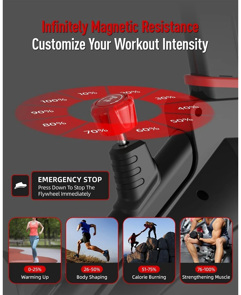 Harison Adjustable Magnetic Exercise Bike for Home, 380 lbs Capacity with App
