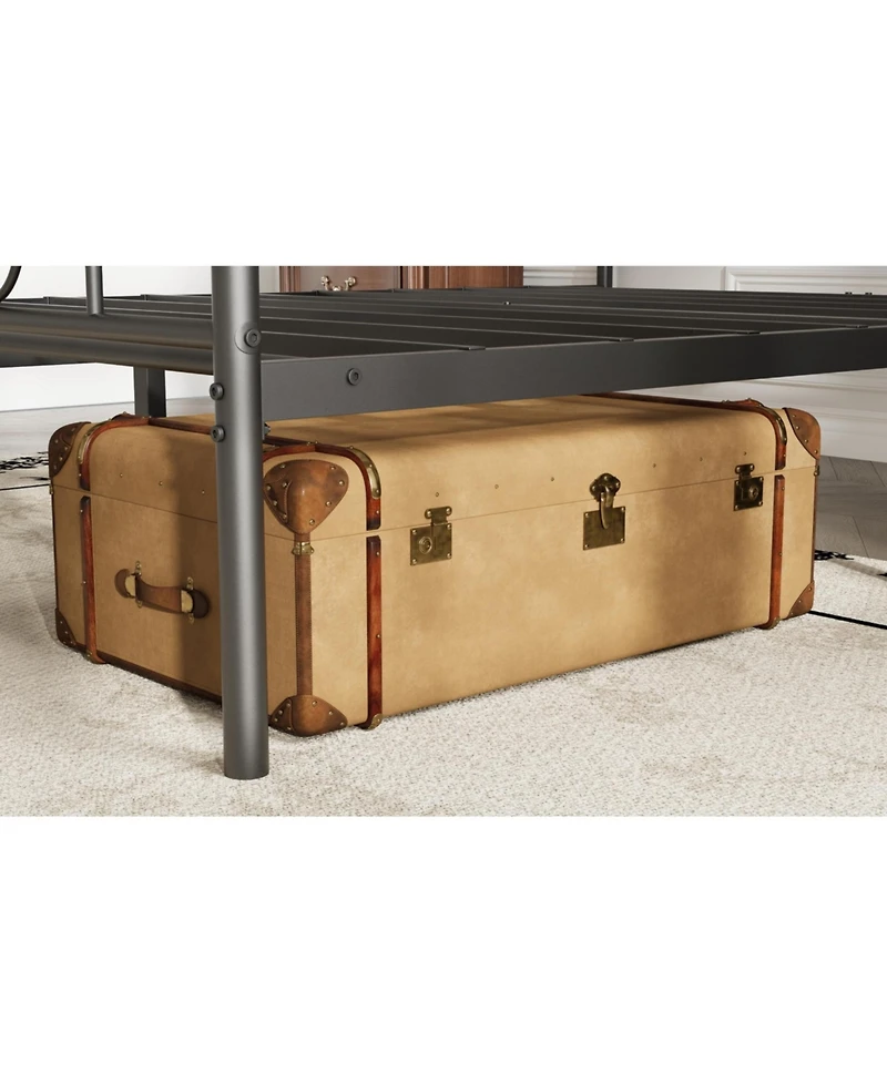 Homfan Metal Platform Bed Frame with Decorative Headboard and Footboard, Underbed Storage, Box Spring Not Required