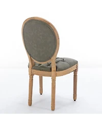 sumyeg French Style Solid Wood Frame Dining Chair with Pu Leather Upholstery and Nailhead Trim Set of 2