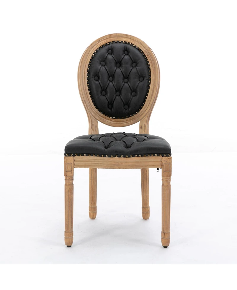 sumyeg French Style Solid Wood Frame Dining Chair with Pu Leather Upholstery and Nailhead Trim Set of 2