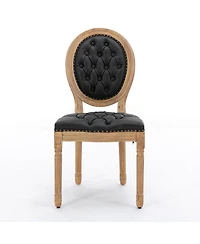 sumyeg French Style Solid Wood Frame Dining Chair with Pu Leather Upholstery and Nailhead Trim Set of 2