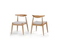 sumyeg Rubberwood Dining Chairs with Ergonomic Backrest and Cushioned Seat Set of 2
