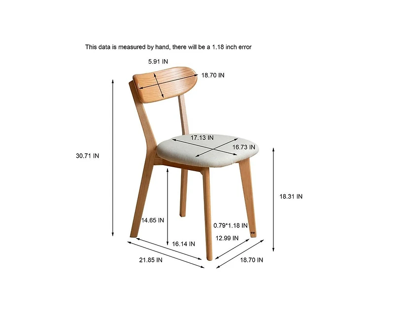 sumyeg 2 Piece Solid Oak Wood Fas Grade Dining Chair Set