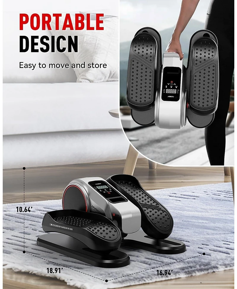 Harison Under Desk Elliptical with Lcd Display, 12-Level Speed Leg Exerciser (Hrm-E305)