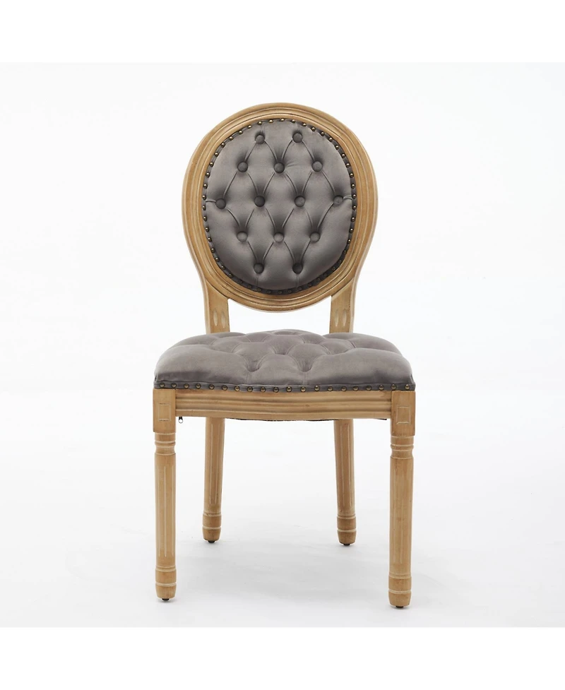 sumyeg French Style Solid Wood Frame Dining Chair with Velvet Upholstery and Nailhead Trim Set of 2