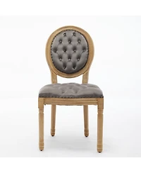 sumyeg French Style Solid Wood Frame Dining Chair with Velvet Upholstery and Nailhead Trim Set of 2