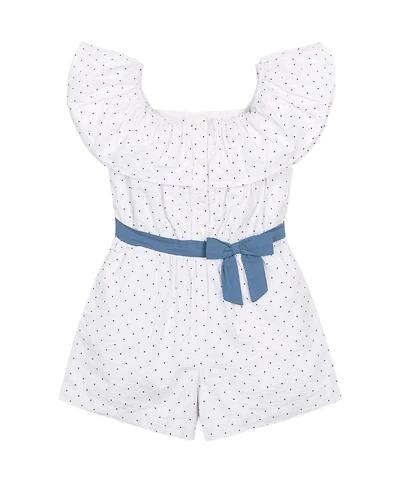Hope & Henry Little Girls and Organic Ruffle Collar Button Front Seersucker Romper