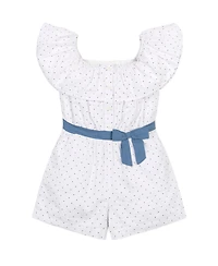 Hope & Henry Little Girls and Organic Ruffle Collar Button Front Seersucker Romper