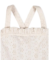 Hope & Henry Toddler Girls and Organic Ruffle Edge Eyelet Apron Dress