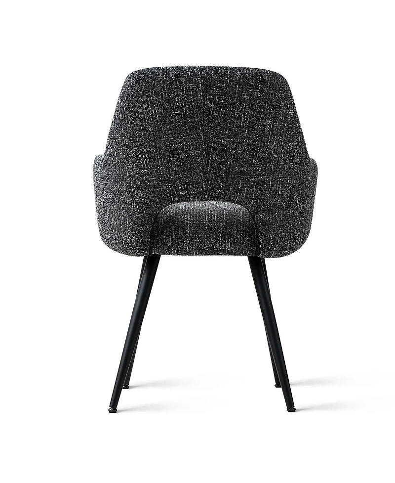 Maison Boucle Set of 2 Upholstered Arm Dining Chairs, Metal Legs, Modern Kitchen