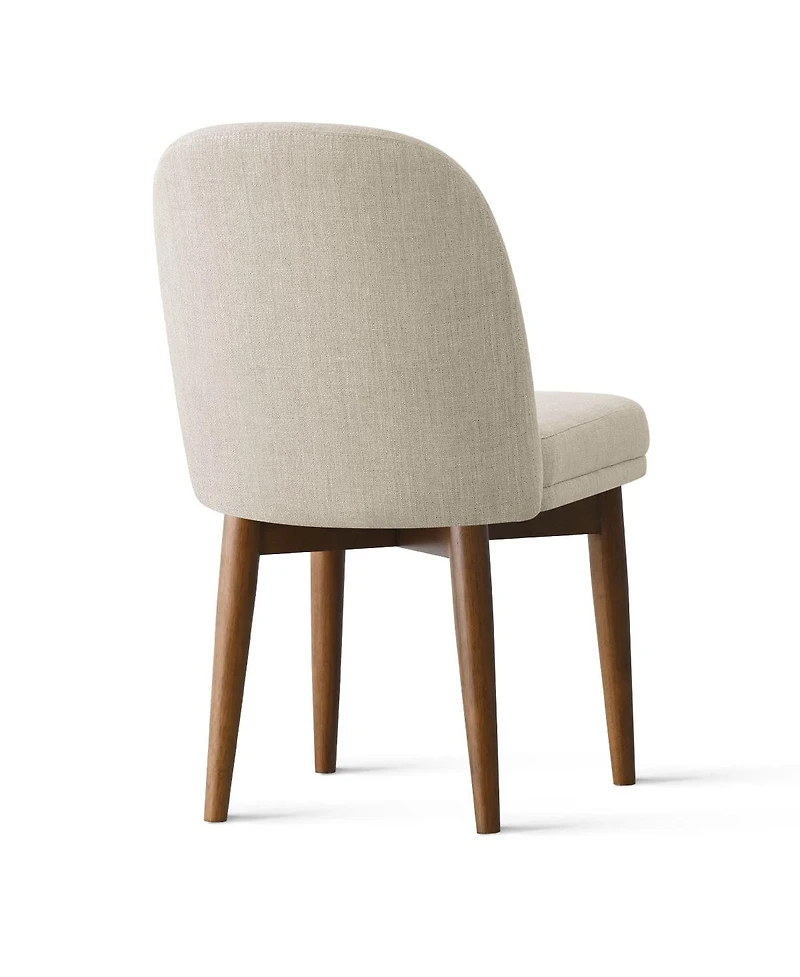 Maison Boucle Linen Blend Upholstered Dining Chairs Set of 2, Walnut Wood Legs