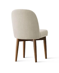 Maison Boucle Linen Blend Upholstered Dining Chairs Set of 2, Walnut Wood Legs