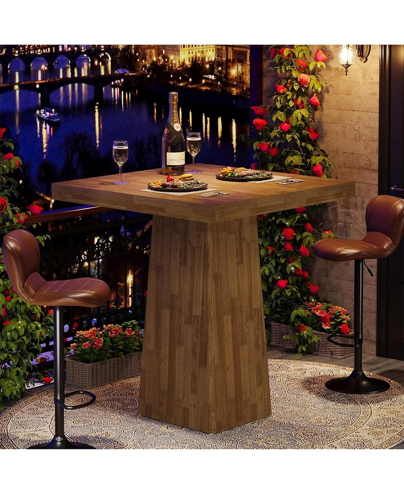 Tribesigns Square Bar Table, 31.5-Inch Small Kitchen Dining Table, Industrial Counter Height Pub Cocktail Furniture Home Bar Unit