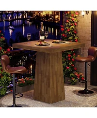 Tribesigns Square Bar Table, 31.5-Inch Small Kitchen Dining Table, Industrial Counter Height Pub Cocktail Furniture Home Bar Unit