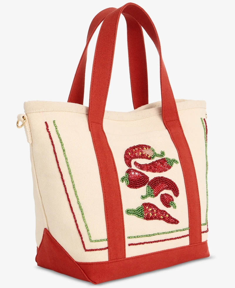 On 34th Beaded Canvas Small Tote Handbag, Macy's Exclusive
